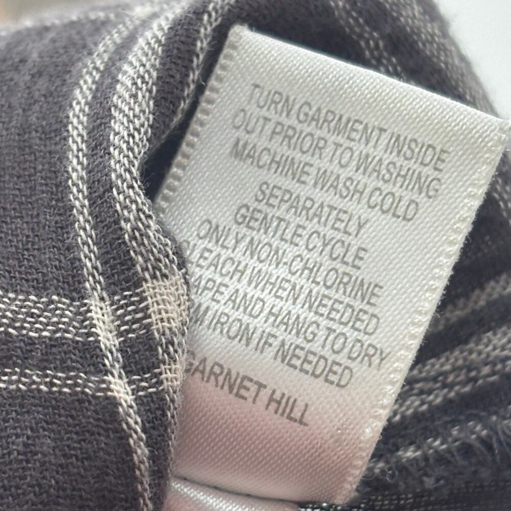 Garnet Hill Gray Plaid Organic Cotton Button Down Gauze Shirt - Picture 11 of 11